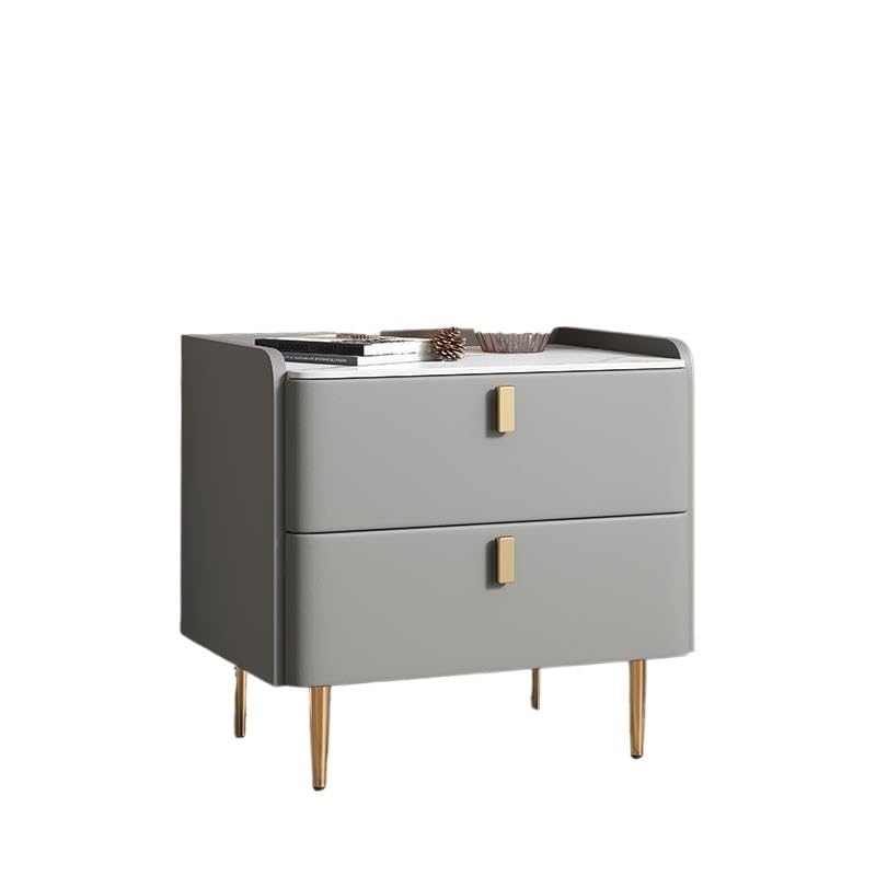 Table de nuit en ardoise design minimaliste moderne et finitions cuir