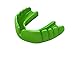 OPRO Mouthguard Snap-Fit Gum Shield for Ball, Combat and Stick Sports - No Boiling or Fitting Required -18 Month Warranty (Adult and Kids Sizes)- Green