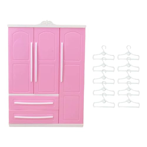 harayaa Armario para muñecas con diseño Funcional, Regalo de Valentín para niños, Organizador de Vestuario con Perchas, Style C