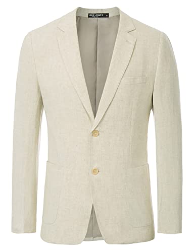 PJ PAUL JONES Men's Casual Slim Fit Linen Jacket Lightweight 2 Button Blazer Sport Coat