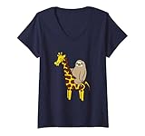 Photo Gallery donna funny sloth riding on giraffe kids giraffe e bradipi maglietta con collo a v Photo Gallery donna funny sloth riding on giraffe kids giraffe e bradipi maglietta con collo a v