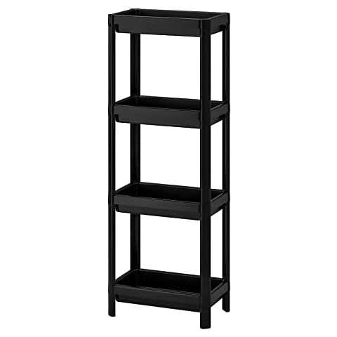 Shopivaa EasyBuild Plastic Tidy Shelving Units 4 Tiers 13kg Limit Multipurpose Shelves Organiser for Office Garage Bedroom Kitchen Bathroom Makeup Plants Wardrobe Closet (36cm x 23cm x 100cm, Black) Cover