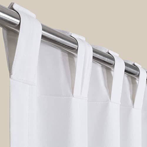Farmhouse Cotton Duck Curtains 50X84 Inch White Textured Slub, 84 Inch Cotton Curtains 16'Sx8'S, Tab Top Curtains For Living Room, White Cotton Curtains, White Panel Curtain Set Of 2 #TOP2