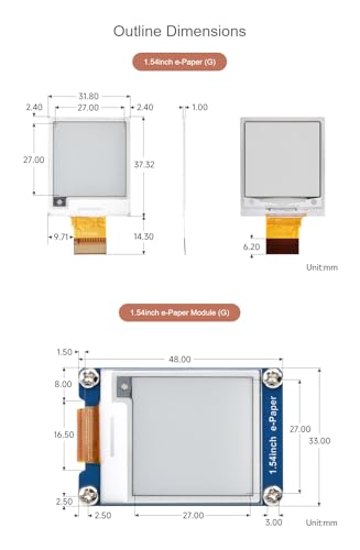 Image of 1.54inch e-Paper Display (G) - 200x200 Red /Yellow /Black /White e-Ink Screen with SPI Interface, Ultra-Low Power Consumption, Wide Viewing Angle for Raspberry Pi, Arduino, Jetson Nano
