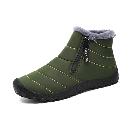 Men's Waterproof Warm Plush Lined Outdoor Snow Ankle Boots Anti-Slip Slip-on Lightweight Winter Boots Sneakers