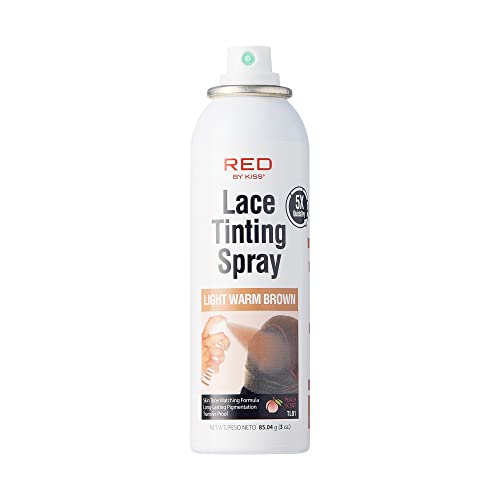 RED By Kiss Lace Tinting Spray, Quick Dry & Skin Tone Matching for Lace Wig, Transfer-proof, No Smudging, Long Lasting, Precision Control with Pointed Nozzle, Peach Scent