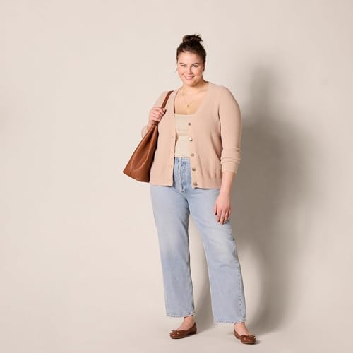 Amazon Essentials Camisola Entallada Mujer, Pack de 4, Camel Oscuro/Carmín/Marrón/Marrón Oscuro, L