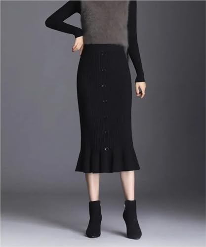 Women's Autumn and Winter Warm Knit Skirt High Waist Slim Fit Fashionable and Versatile Office Mid Length Fishtail Skirt4