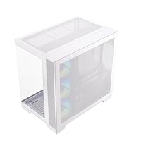 Silentware View A-RGB White Midi Tower PC-Gehäuse Showcase, Frontpanel und Seitenfenster aus gehärtetem Glas, 4X 120mm RGB Lüfter, 4-Pin-PWM & 3-Pin Steurung, Abnehmbarer Deckel, USB-C, ATX/mATX/ITX – Ansicht 4