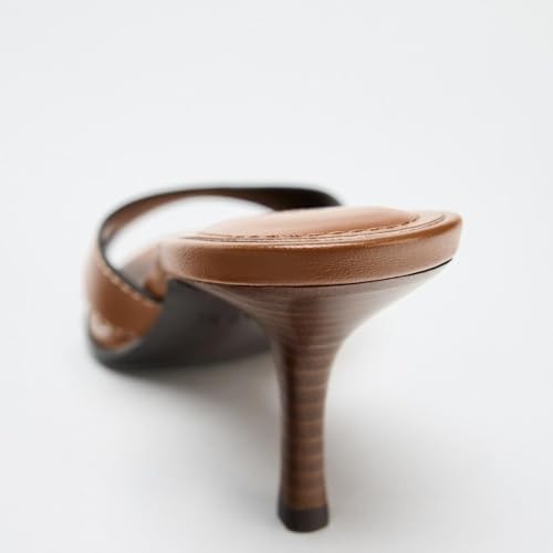 Women’s Clear Strap Chic Heeled Mules Transparent PVC Slip-on Sandals Party Dress Evening Nude Kitten Heels3