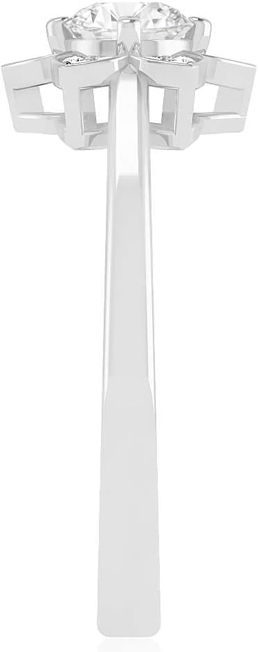 Lab Grown Diamond Flower Ring for Women in 14K Gold or 925 Sterling Silver – Round Lab-Grown Diamond Accents – Floral Engagement Promise Ring – April Birthstone Jewelry