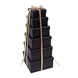 Lyforpyton Square Gift Boxes with Lids Set of 6 Black Nesting Gift Box for Fathers Day Bridesmaid Proposal Wedding Birthday Baby Showers