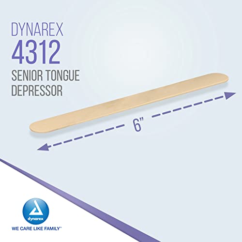Dynarex Tongue Depressors Wood, Senior 6", Non-Sterile, With Precision Cut And Polished Smooth Edges, For Medical Uses, 1 Box Of 500 Tongue Depressors #TOP1
