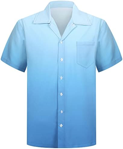 APTRO Men's Hawaiian Shirt 4 Way Stretch Gredient Relaxed Fit Tropical Shirts #F060 L