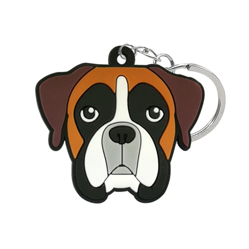 POYAMUSE Silicone Dog Pet Keychain - A Dog Lover's Tribute - Puppy Memorial Keyring (Boxer)