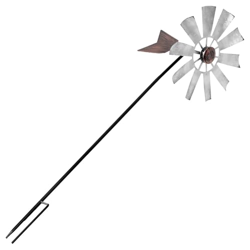 jojofuny Große Dekorative Windmühle aus Robustem Metall Wetterfeste Gartendeko mit Drehbarem Spinner Kreatives Windrädchen für Außenbereich Langlebige Gartenverzierung für Terrasse