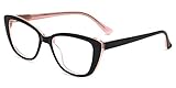Firmoo Blue Light Blocking Glasses, Anti Headache Anti Eye Strain, Cat Eye Computer Glasses, Non-Prescription Bluelight Blocker Eyeglasses for Women (Black Pink Frame)
