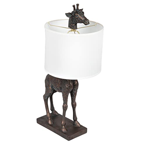 Creative Co-Op Resin Giraffe Table Lamp with Linen Shade Bronze Finish
