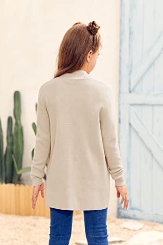 Image of Girls Cardigan Kids Open Front Oversized Sweater with Pockets | Casual Cardigans, Soft Knit, Long Sleeve, Uniform Cardigan for Girls, 7-14 Years