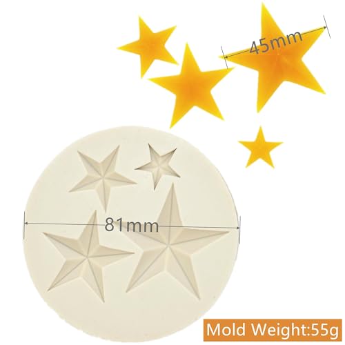 Molde de silicona 3D forma estrella 8.1x8.1 cm para repostería miniatura 4