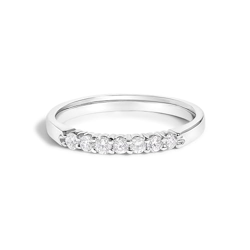 14K White Gold 1/4 Cttw Diamond 7 Stone Band Ring - Size 6.5