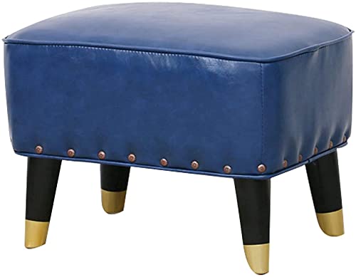 Reposapiés taburete para pies de cuero con patas de madera 4