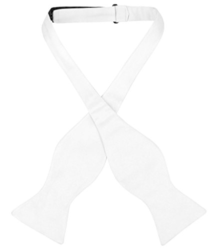 Vesuvio Napoli SELF TIE Bow Tie Solid WHITE Color Men's BowTie