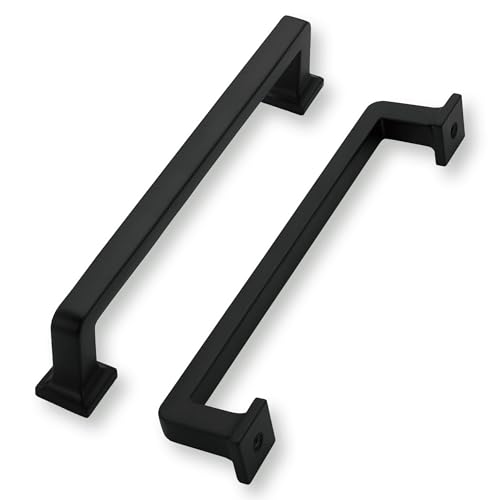 khtumeware 6 Pack Matte Black Cabinet Pulls, 6-1/4 Inch Hole Center Cabinet Handles Kitchen Hardware Straight Bar for Cabinets and Drawer Pulls