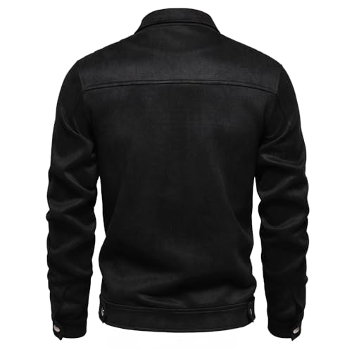 Image of Classic Faux Suede Leather Jacket Men Turn Down Collar Lightweight Suede Men's Jackets