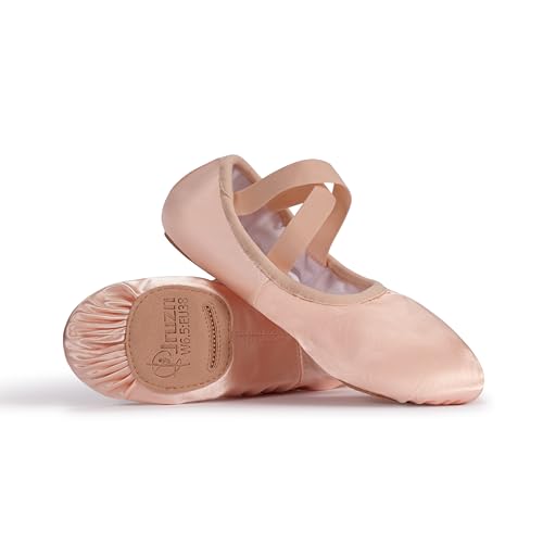 Ballet Shoes for Girls, Toddler Dance Slippers, Premium Satin Ballerina Yoga Flats for Toddler/Little Kid/Big Kid/Women/Boys Pink