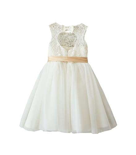 Ivory Lace Tulle Wedding Flower Girl Dress Junior Bridesmaid Dress Flower Girls Dresses2