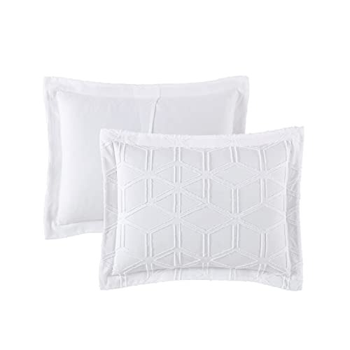 Walensee King Comforter Set Clipped Jacquard Diamond 100% Polyester Soft Washable Microfiber Bed Comforters With 2 Pillowshams All Season Lightweight Cozy Bedding Comforter Set 3 Pieces 104"X90" White #TOP7