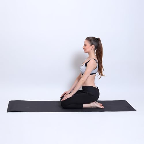 Image of Fitness Mantra EVA Yoga Mat for Home Workout & Yoga | 6mm Thick Exercise Mat with Anti-Skid Surface | Lightweight & Easy to Carry | Soft Cushion Workout Mat for Men & Women (Black)