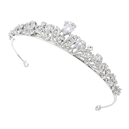 QIXNJALG - Crystal Tiara Crown Headband Princess Elegant Crown Women Girls Bridal Wedding Prom Birthday Part (Pale Gold) (silvery)