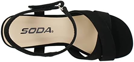 Soda Kids/Children/Girls AIDA-2 Crisscross band Soft Comfortable Sole with Ankle Buckle Strap Block Heel Sandals Shoes (12M, BLACK NUBUCK, numeric_12) | Image 4
