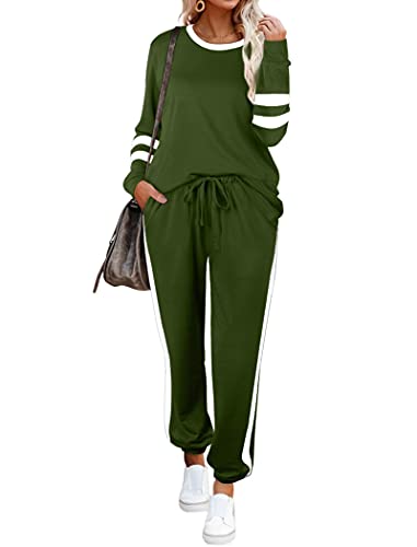 Image of Aloodor Sweatsuit for Women 2 Piece Outfits for Womens Crewneck Sweatshirts Pullover