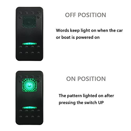 Image of Waterproof Marine Momentary Rocker Switch Green Backlit 5P (ON)-Off SPST Mom Toggle Switch with Jumper Wire for Car Boat Off-Road Vehicle Pickup Tractor Motorcycle 12V 24V IP66