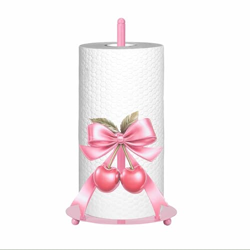 FOFOWHAT 1 Pcs Pink Bow Cherry Paper Towel Holder, Cute Paper Towel Holder