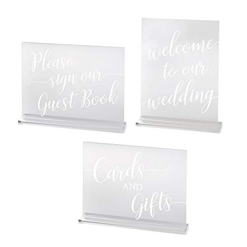 Lillian Rose Clear Set of 3 Acrylic Wedding Signs, 0.15x12x9