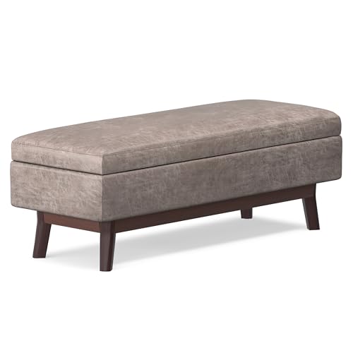 SIMPLIHOME Owen Rectangular Storage Ottoman - 48 inch Wide Upholstered