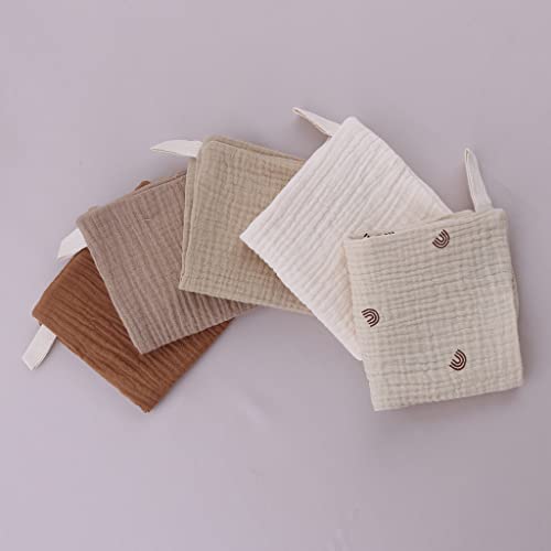 Image of 5 Pcs Towel Baby Face Cloth Baby Bath Towel Handkerchief Cotton Burp Cloth Soft Absorbent Gauze Kindergarten Washcloth, As Pic Shows