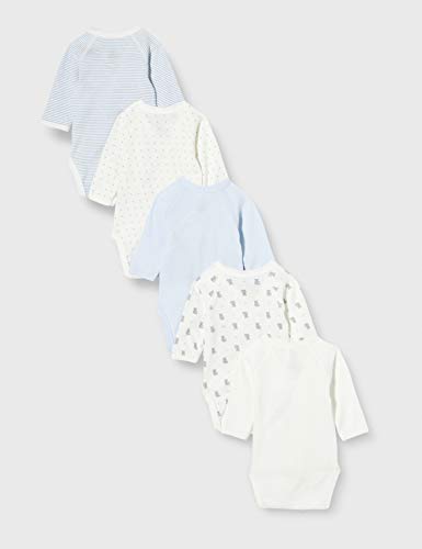 Petit Bateau Unisex Baby 5649699 Kleinkind-Unterwäscheset, Blanc/Bleu/Gris, Naissance