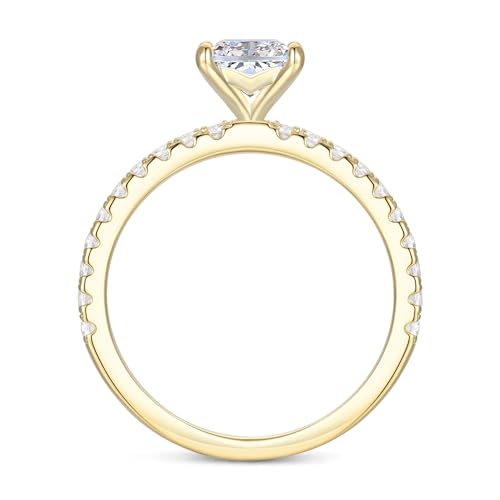 14K Yellow Gold Moissanite Engagement Ring 1 Carat Princess Cut Engagement Ring 14K Gold Moissanite Ring for Women (Yellow Gold - 5)2