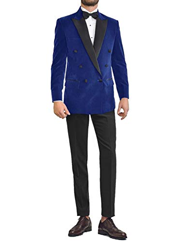 Costume velours 2 pièces pour homme avec veste croisée à revers pointu et pantalon élégant