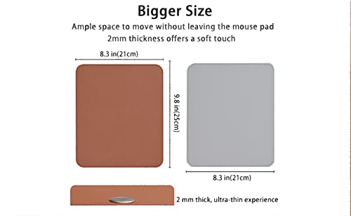 Image of AROPANA Vegan Leather Mouse Pad, Waterproof Desk Writing Pad Edge-Stitched Upgraded Version (9.8 inch x 8.3 inch, Brown /Grey)