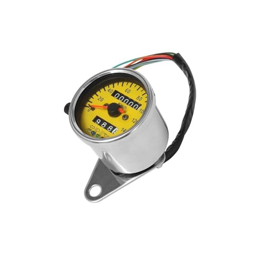 WSNZYT Tablero Instrumentos Motocicleta Odómetro Universal con retroiluminación LED para Motocicleta, Doble cuentakilómetros, 0-140 km/h, tacómetro Vintage