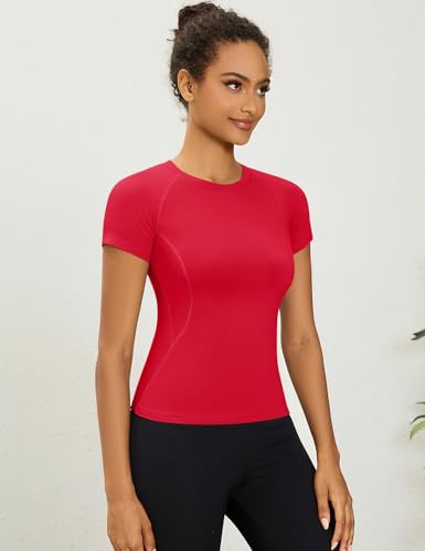 Rapbin Women's Gym Tops Workout Running Yoga Sports Shirts Short Sleeve Athletic Exercise Quick Dry Breathable T-Shirt - Image 4