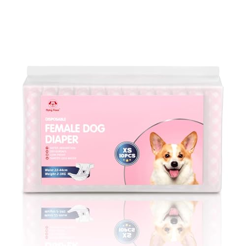 Flying Paws Einwegwindeln für Hunde, geeignet für Hunde und Katzen, verstellbare Einwegwindeln von 10–40 Stück (XS-10 Stück)