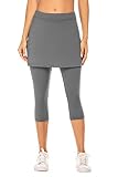 MAXMODA Damen Sport Capri mit Rock Laufhose Lauf Capri Yoga Leggings Skort mit Capri