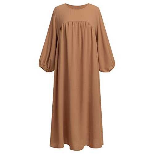 Manteau de prière jilbab coupe ample pour dissimuler les formes en robe maxi marron